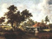 Meindert Hobbema Wooded Landscape with Water Mill France oil painting artist